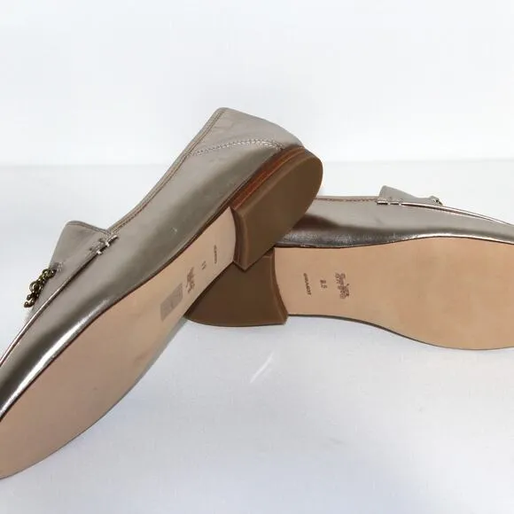 Coach Hanna Loafer Champagne and Gold Metallic Leather Shoes Size 8.5