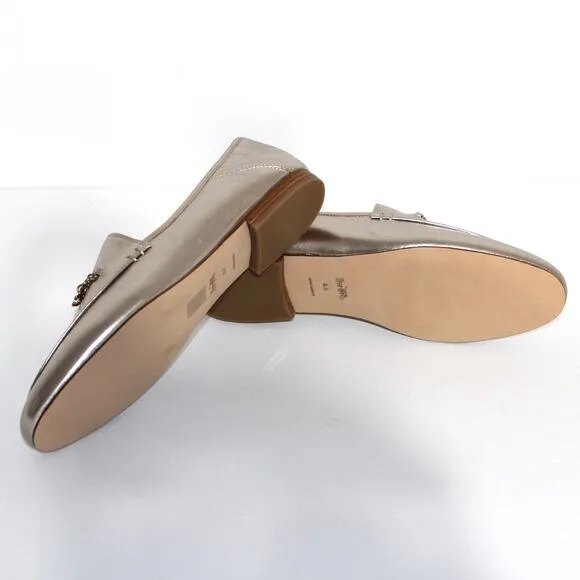 Coach Hanna Loafer Champagne and Gold Metallic Leather Shoes Size 8.5