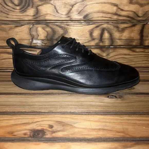 Cole Haan 3.ZeroGrand Mens Size 11 Wingtip Oxford Black Leather Shoes C28399‎