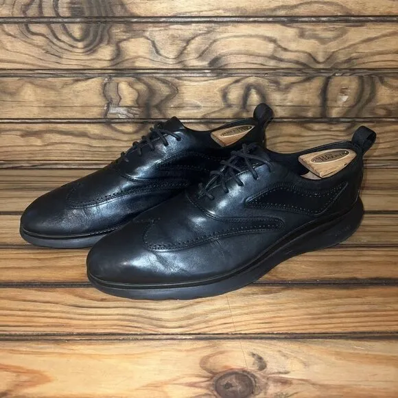 Cole Haan 3.ZeroGrand Mens Size 11 Wingtip Oxford Black Leather Shoes C28399‎