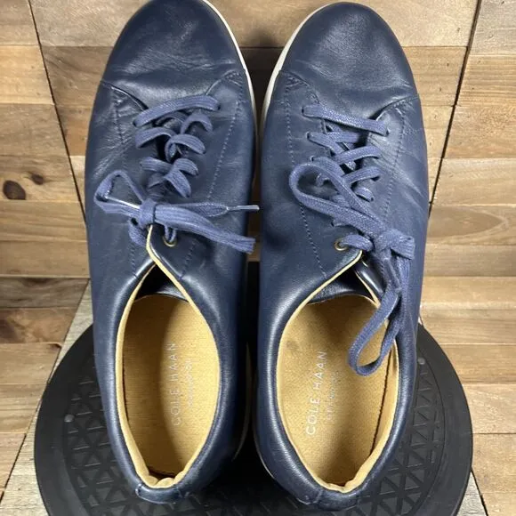 Cole Haan Grand Os Mens Crosscourt II Shoes Lace Up Leather Blue Size 11.5 M
