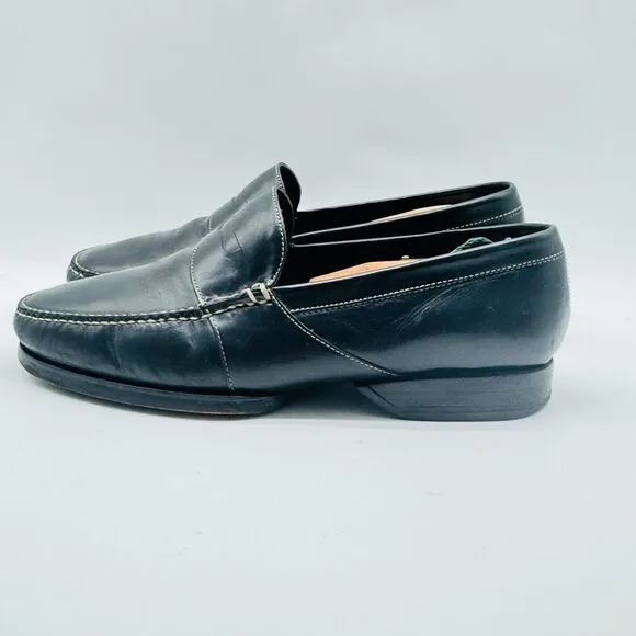 Cole Haan Loafers Mens 7 Wide Black Leather Penny Casual Vintage Country Shoes