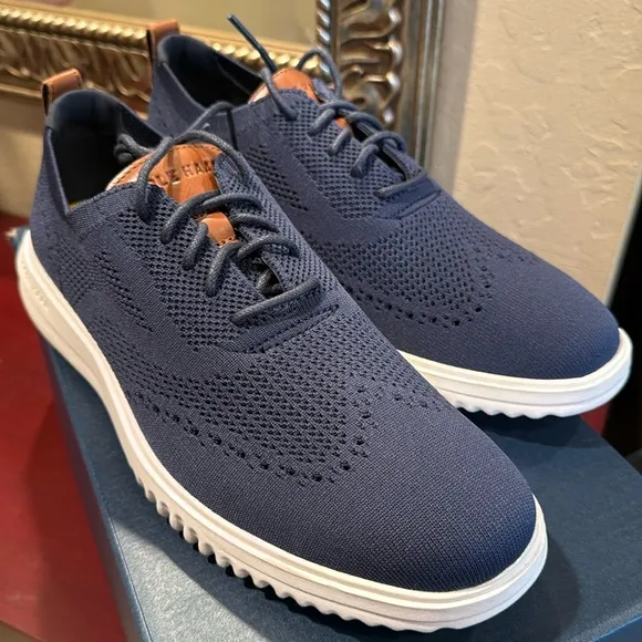 Cole Haan Men’s Grand  Stitchlite Men'sWingtip Oxford Shoes MarineBlue/Nimbus 9