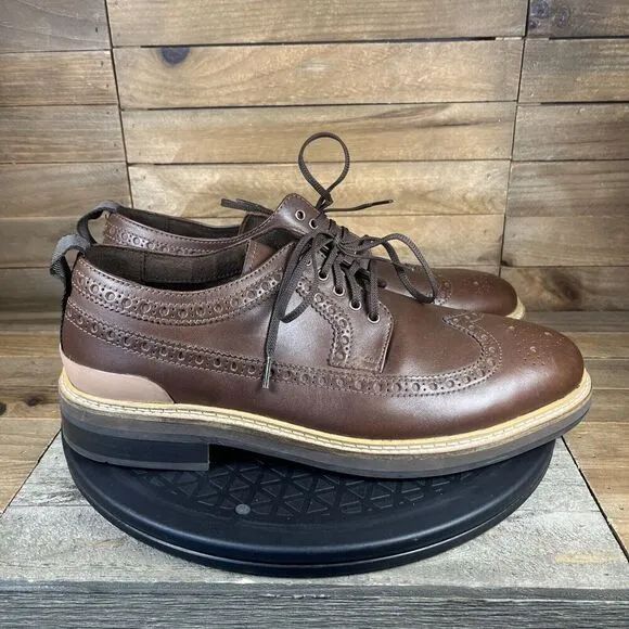 Cole Haan Mens Size US 8 Wide Davidson Grand Wingtip Oxford Brown Leather Shoes