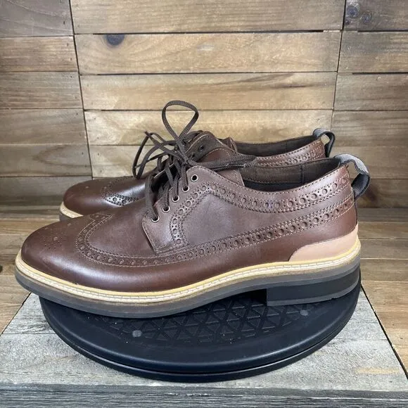 Cole Haan Mens Size US 8 Wide Davidson Grand Wingtip Oxford Brown Leather Shoes