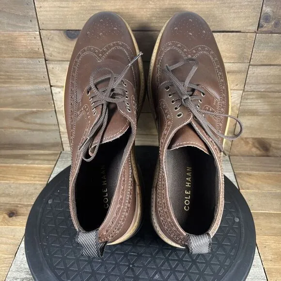 Cole Haan Mens Size US 8 Wide Davidson Grand Wingtip Oxford Brown Leather Shoes
