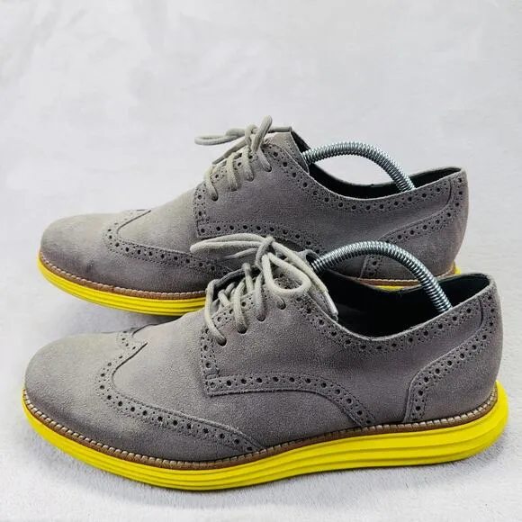 Cole Haan Shoes Men's 11 Gray Lunargrand WIngtip Suede Oxford Comfort c10226