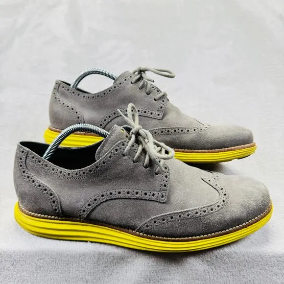 Cole Haan Shoes Men's 11 Gray Lunargrand WIngtip Suede Oxford Comfort c10226