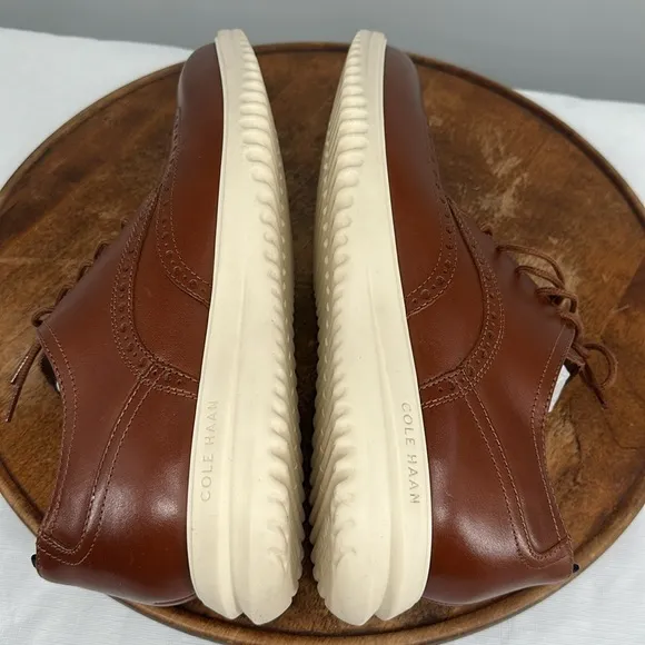 Cole Haan Shoes Mens 11 Wide Grand  Wingtip Oxford British Tan Leather Lace Up