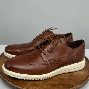 Cole Haan Shoes Mens 11 Wide Grand  Wingtip Oxford British Tan Leather Lace Up