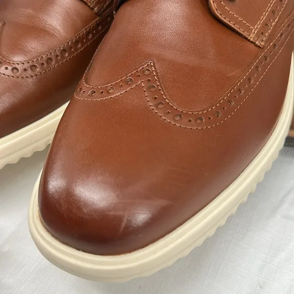 Cole Haan Shoes Mens 11 Wide Grand  Wingtip Oxford British Tan Leather Lace Up