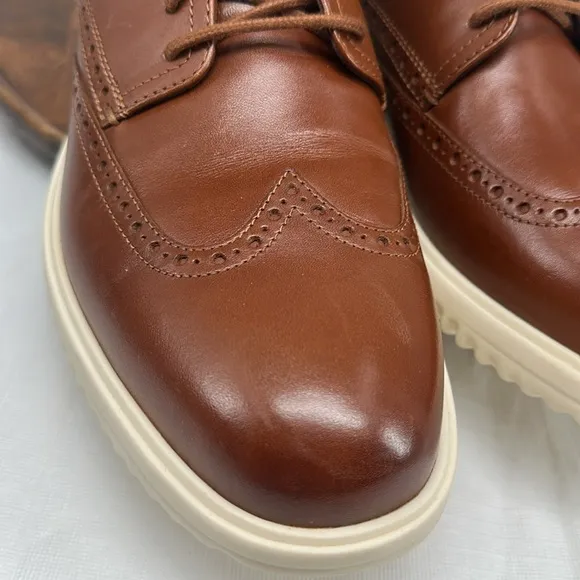 Cole Haan Shoes Mens 11 Wide Grand  Wingtip Oxford British Tan Leather Lace Up