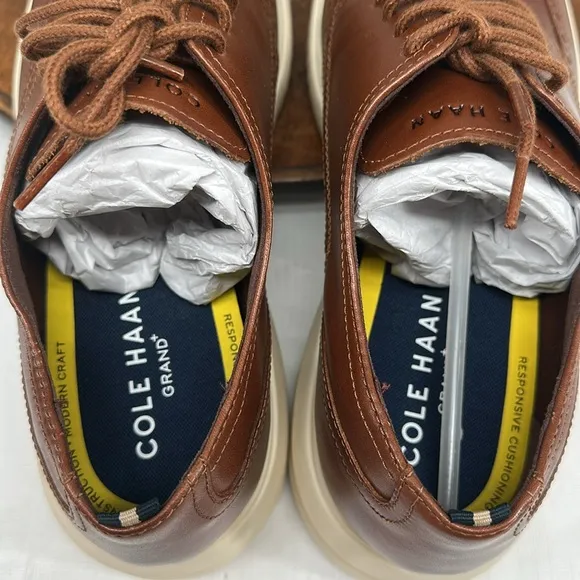 Cole Haan Shoes Mens 11 Wide Grand  Wingtip Oxford British Tan Leather Lace Up