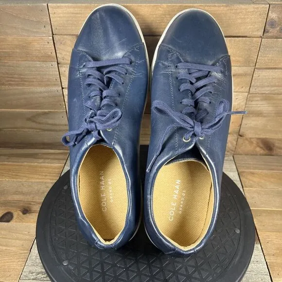 Cole Haan Grand Os Mens Crosscourt II Shoes Lace Up Leather Blue Size 12M