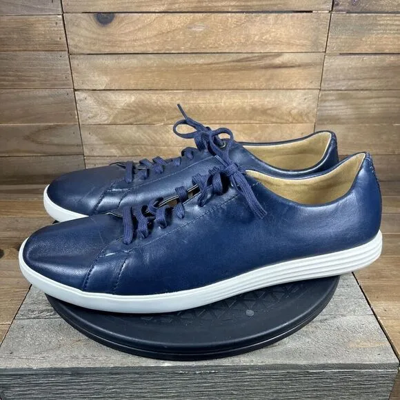 Cole Haan Grand Os Mens Crosscourt II Shoes Lace Up Leather Blue Size 12M
