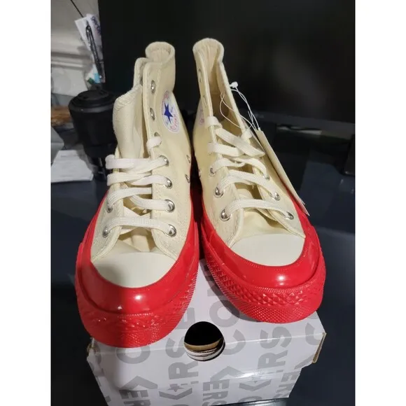 Converse Chuck Taylor All Star 70 Hi Comme Garcons PLAY Egret Red Mid Men's 5.5