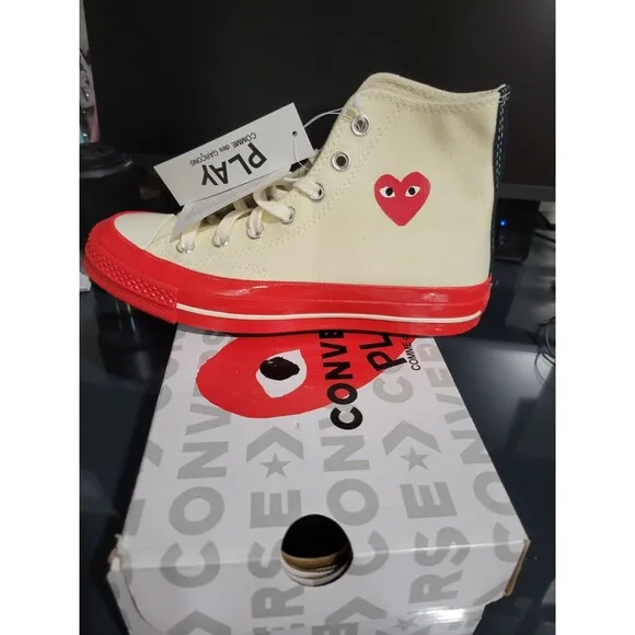 Converse Chuck Taylor All Star 70 Hi Comme Garcons PLAY Egret Red Mid Men's 5.5