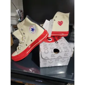 Converse Chuck Taylor All Star 70 Hi Comme Garcons PLAY Egret Red Mid Men's 5.5