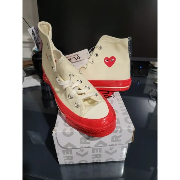 Converse Chuck Taylor All Star 70 Hi Comme Garcons PLAY Egret Red Mid Men's 5.5