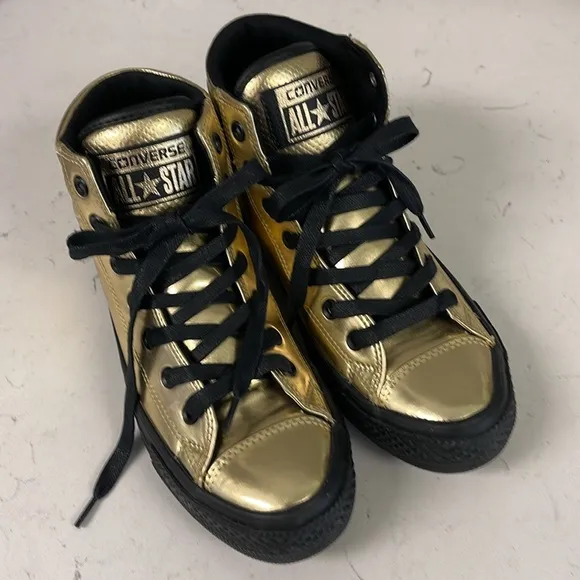 Converse CTAS Fresh HI Men's Size 7 Metallic Gold/Black Shoes Sneakers 152659C