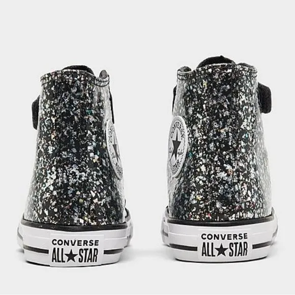 Converse Shinefetti Glitter black high top shoes easy on NWT girls 3