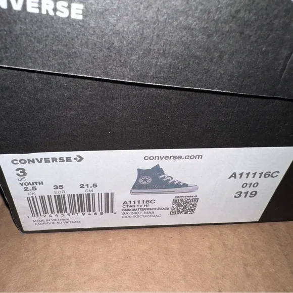 Converse Shinefetti Glitter black high top shoes easy on NWT girls 3
