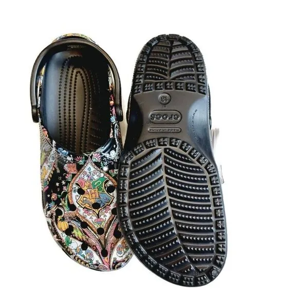 CROCS Classic Harry Potter Vera Bradley Clog Sandals Mens Size 13 Black Multi