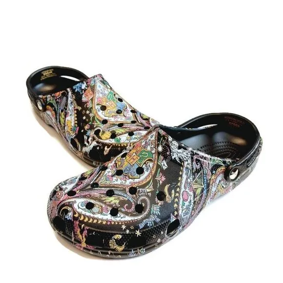 CROCS Classic Harry Potter Vera Bradley Clog Sandals Mens Size 13 Black Multi