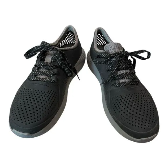 CROCS LiteRide Men's 204967 Black Gray Lace-up Tennis Shoes Sneakers 8