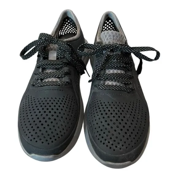 CROCS LiteRide Men's 204967 Black Gray Lace-up Tennis Shoes Sneakers 8