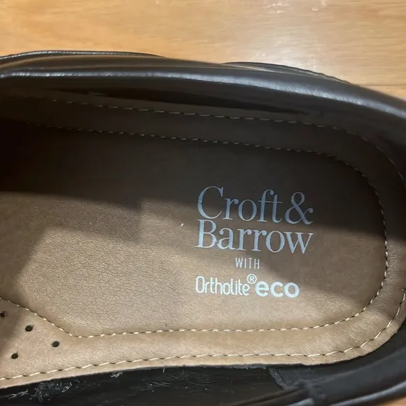 Croft&amp; Barrow men’s ortholite eco black slip on dress shoes size 10.5 wide .