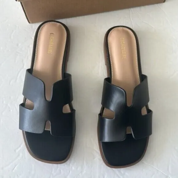 CUSHIONAIRE Voyage slide sandal Memory Foam Black Shoes Sz. 8M