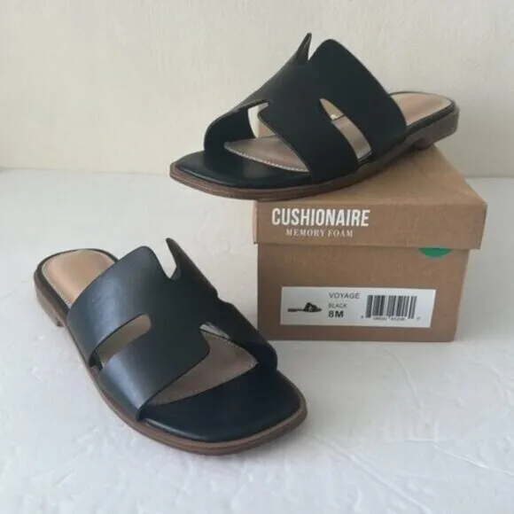 CUSHIONAIRE Voyage slide sandal Memory Foam Black Shoes Sz. 8M