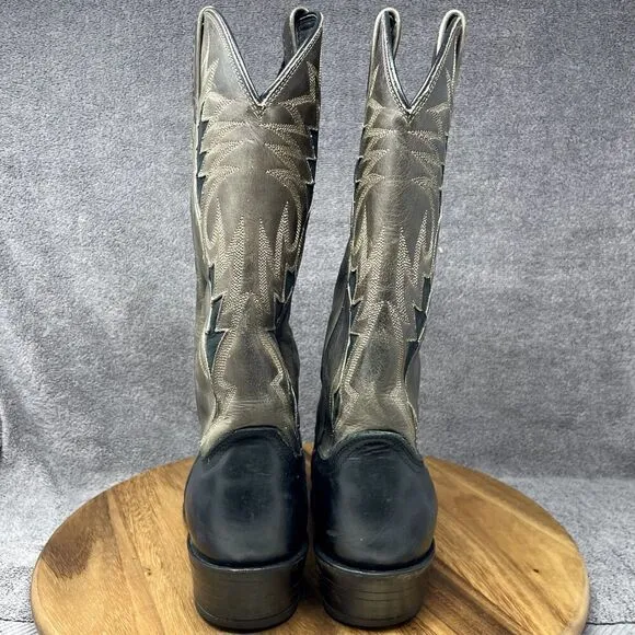 DAN POST Cowboy Western Boots 16809 Leather Black Brown Men's Sz 9 EW EXTRA WIDE