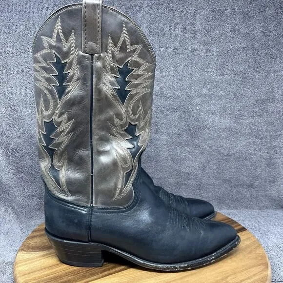 DAN POST Cowboy Western Boots 16809 Leather Black Brown Men's Sz 9 EW EXTRA WIDE