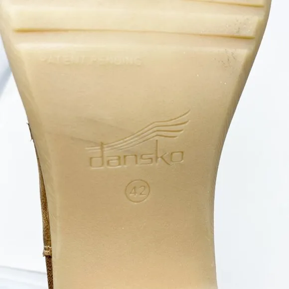 Dansko Brown Burnished Leather Ankle Booties Women's Size EU 42 EUC Side Zip