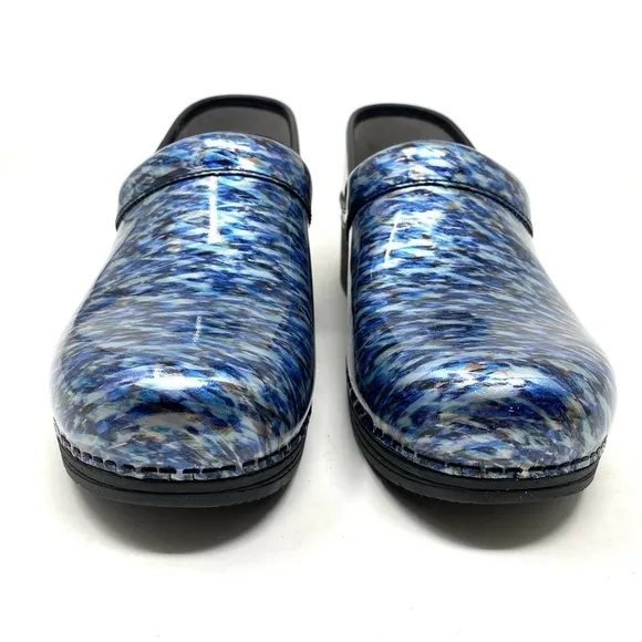 Dansko LT Pro Nurse Shoes Clogs Blue Waves Patent