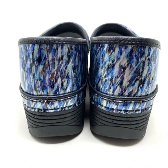 Dansko LT Pro Nurse Shoes Clogs Blue Waves Patent