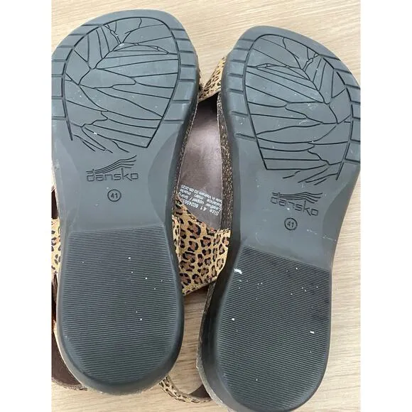 Dansko Reece Sandals Leopard Suede Leather