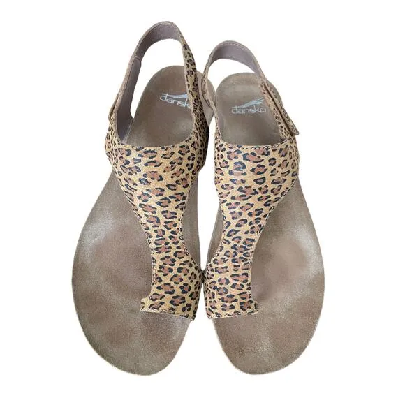 Dansko Reece Sandals Leopard Suede Leather