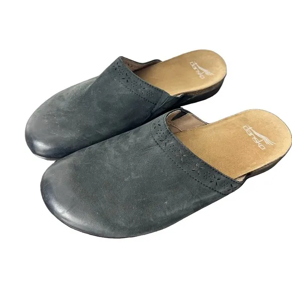 Dansko Robbie Slip On Mule Clogs Shoes Nubuck Leather Women 41/ US 11-11.5 Boho