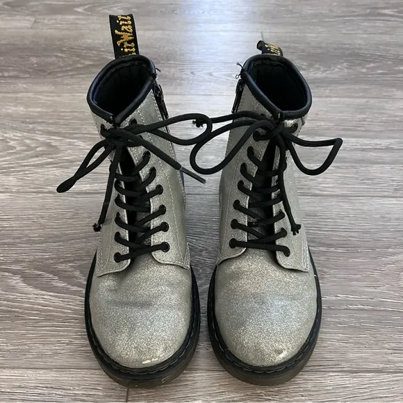 Doc Martens 1460 Junior Boot Sparkly Silver Glitter Shoes