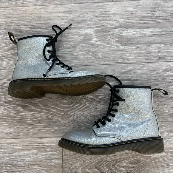 Doc Martens 1460 Junior Boot Sparkly Silver Glitter Shoes