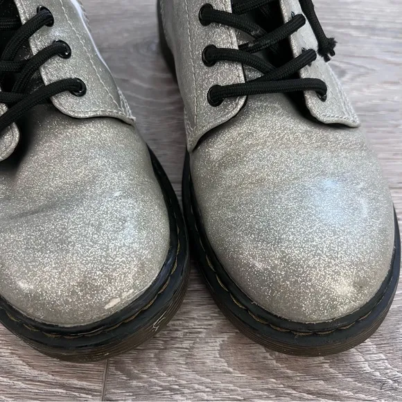 Doc Martens 1460 Junior Boot Sparkly Silver Glitter Shoes
