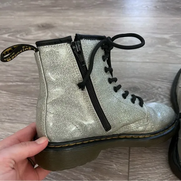 Doc Martens 1460 Junior Boot Sparkly Silver Glitter Shoes