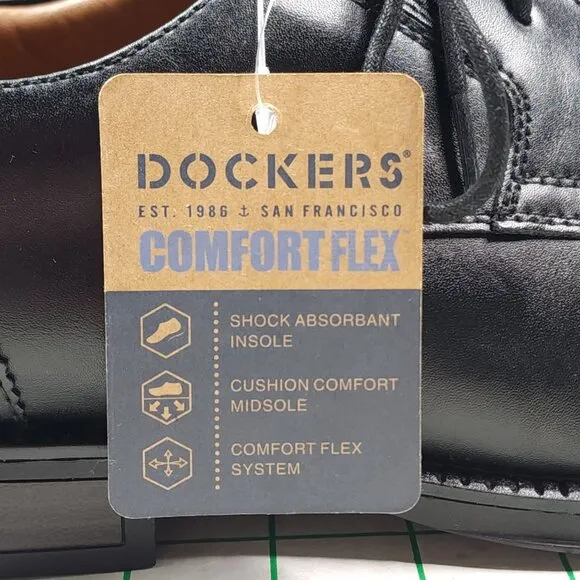 Dockers Comfort Flex Oxford Dress Shoes Cap Toe Mens Size 10W Black Grippy Sole