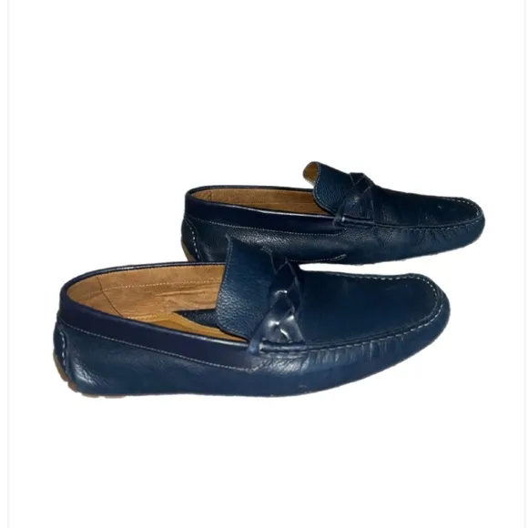 Donald J. Pliner Blue Leather Deacon Loafers Slip-Ons- size 8M