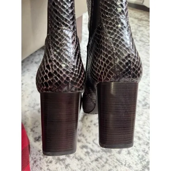 DONALD J PLINER Houda Snakeskin Embossed Knee High Leather Boots