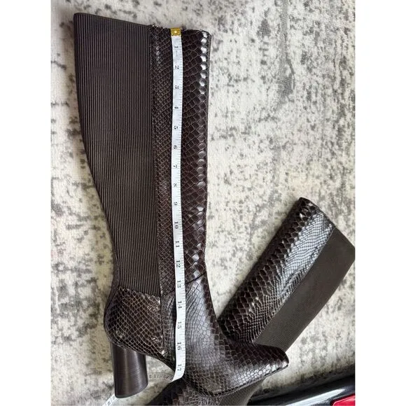 DONALD J PLINER Houda Snakeskin Embossed Knee High Leather Boots