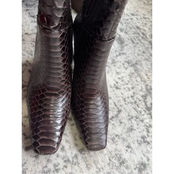 DONALD J PLINER Houda Snakeskin Embossed Knee High Leather Boots